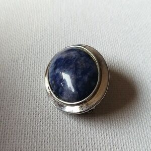 Vintage Sodalite Stone Silvertone Frame Brooch